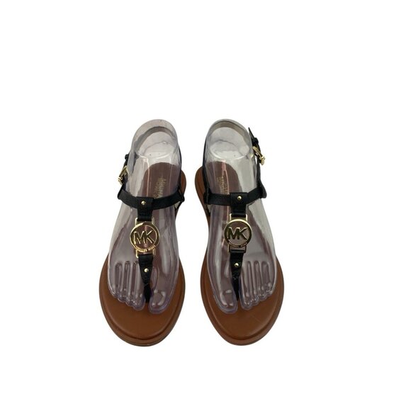 *Michael Michael Kors Flip Flop Sandals Womens 6M Black Leather Designer Logo - Picture 2 of 13